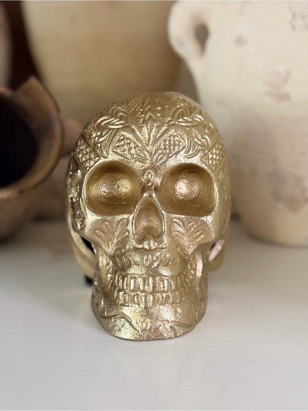Halloween | Gold Decorative Skull Decorative